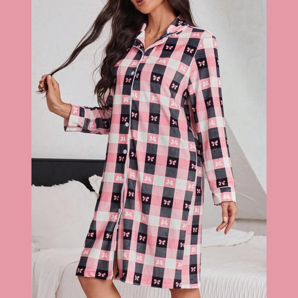 Shein Oversized Bowknot Print Night Sleepshirt
